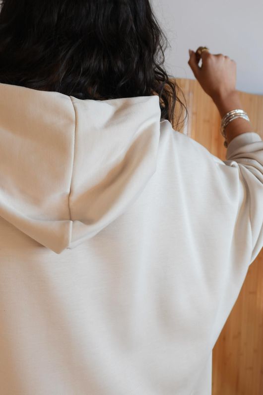 Soft Tech Jersey Oversized Hoodie Stone